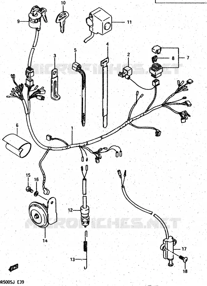FAISCEAU ELECTRIQUE Suzuki MOTO 500 DR 1987  DR500RH(G/H/J)