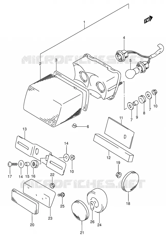 FEU ARRIERE (MODELE M/N/P/R/S) Suzuki MOTO 650 DR 1996  DR650RSEUT(E4)