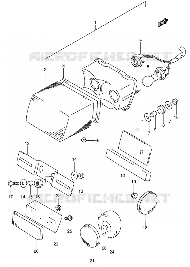 FEU ARRIERE (MODELE T) Suzuki MOTO 650 DR 1992  DR650SEUN(E4)