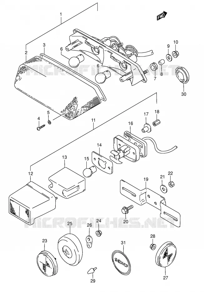 FEU ARRIERE (MODELE T) Suzuki MOTO 800 DR 1993  DR800SP(E4)