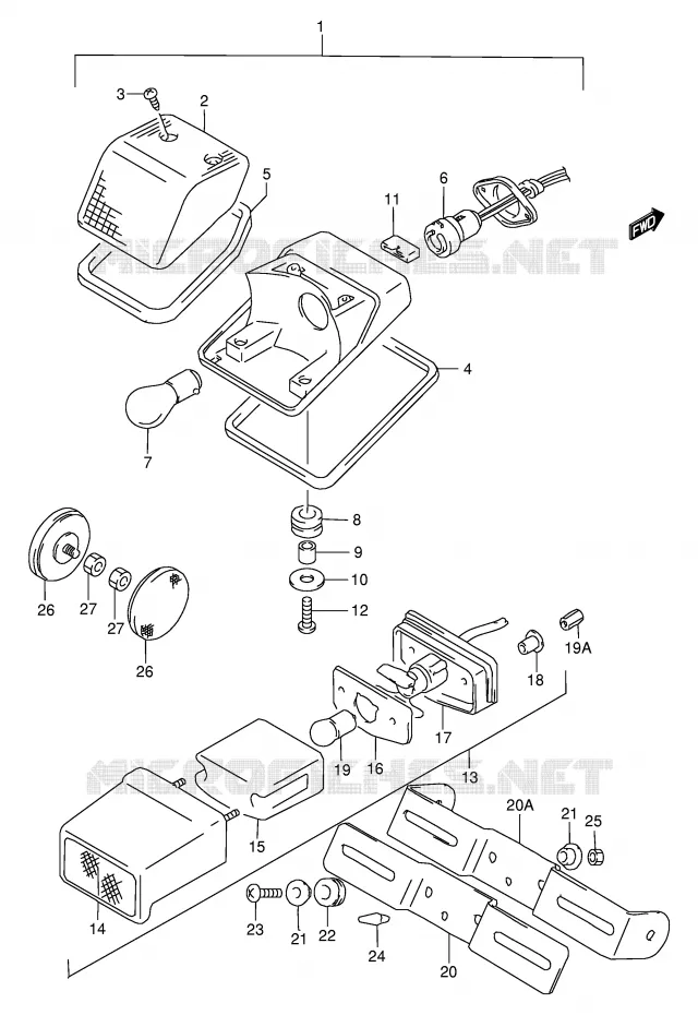 FEU ARRIERE Suzuki MOTO 650 DR 1999  DR650SEUX(E4)