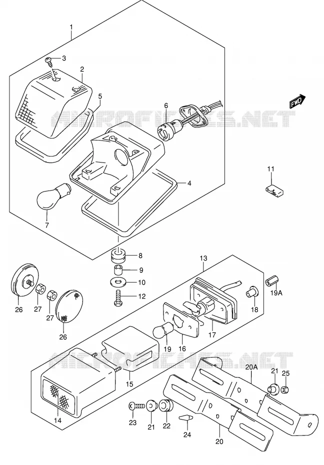 FEU ARRIERE Suzuki MOTO 650 DR 2001  DR650SEUK1(E4)