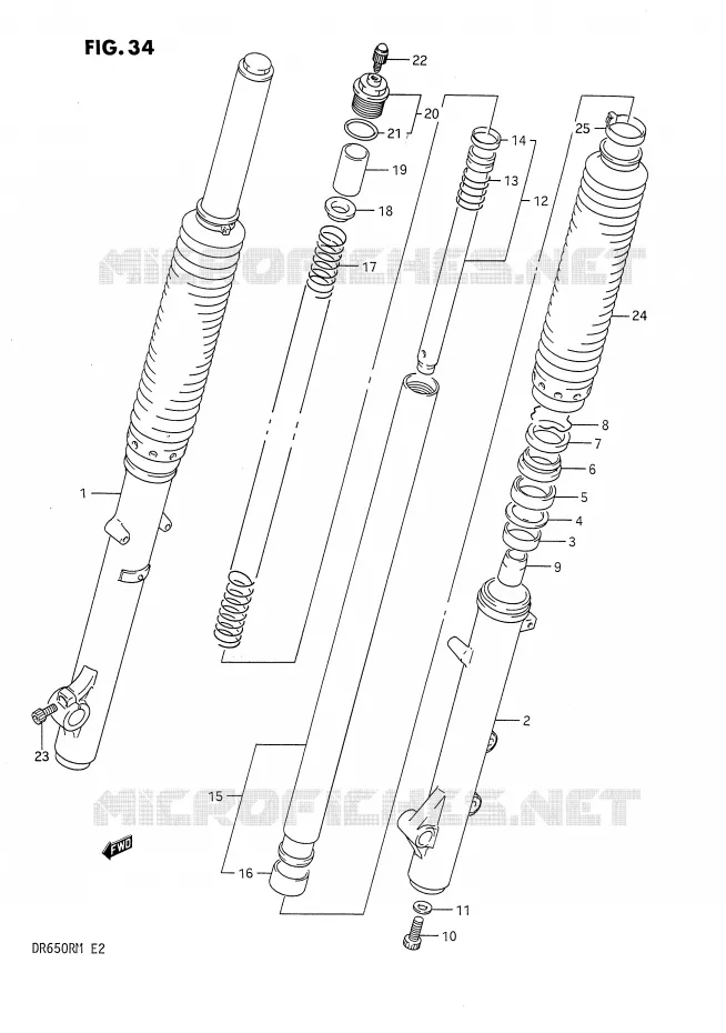 FOURCHE AVANT Suzuki MOTO 650 DR 1990  DR650RUL(E2)