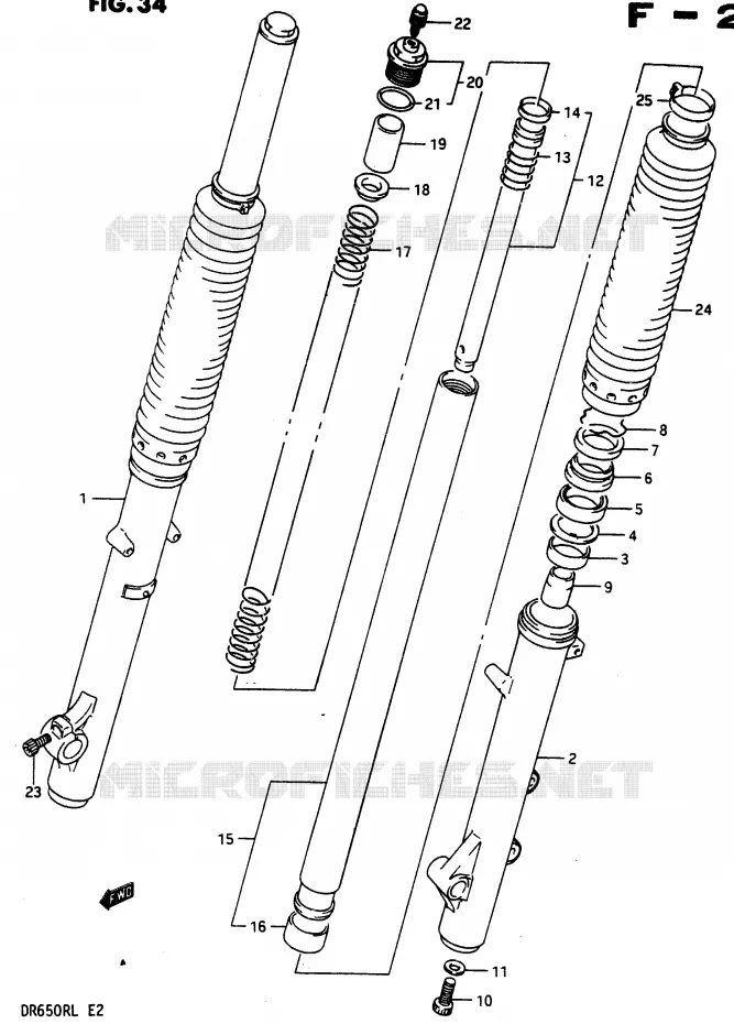 FOURCHE AVANT Suzuki MOTO 650 DR 1990  DR650RUL(L)