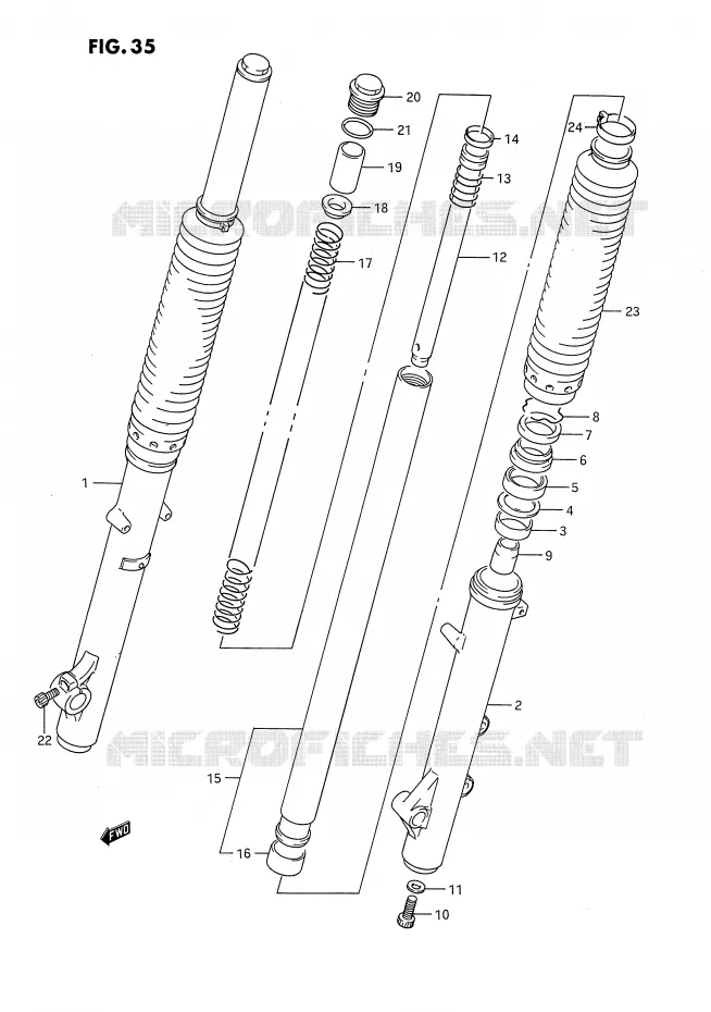 FOURCHE AVANT Suzuki MOTO 650 DR 1992  DR650RN(E4)