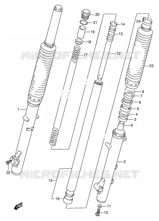 FOURCHE AVANT Suzuki MOTO 650 DR 1994  DR650RER(E2)