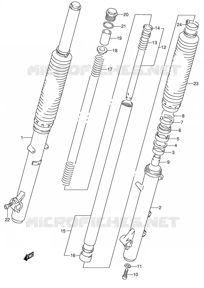 FOURCHE AVANT Suzuki MOTO 650 DR 1994  DR650RSER(E4)