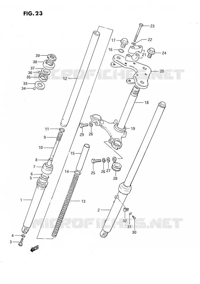 FOURCHE AVANT Suzuki MOTO 80 DS 1990  DS80L(E3)