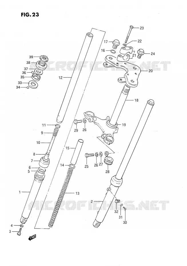 FOURCHE AVANT Suzuki MOTO 80 DS 1993  DS80P(E24)