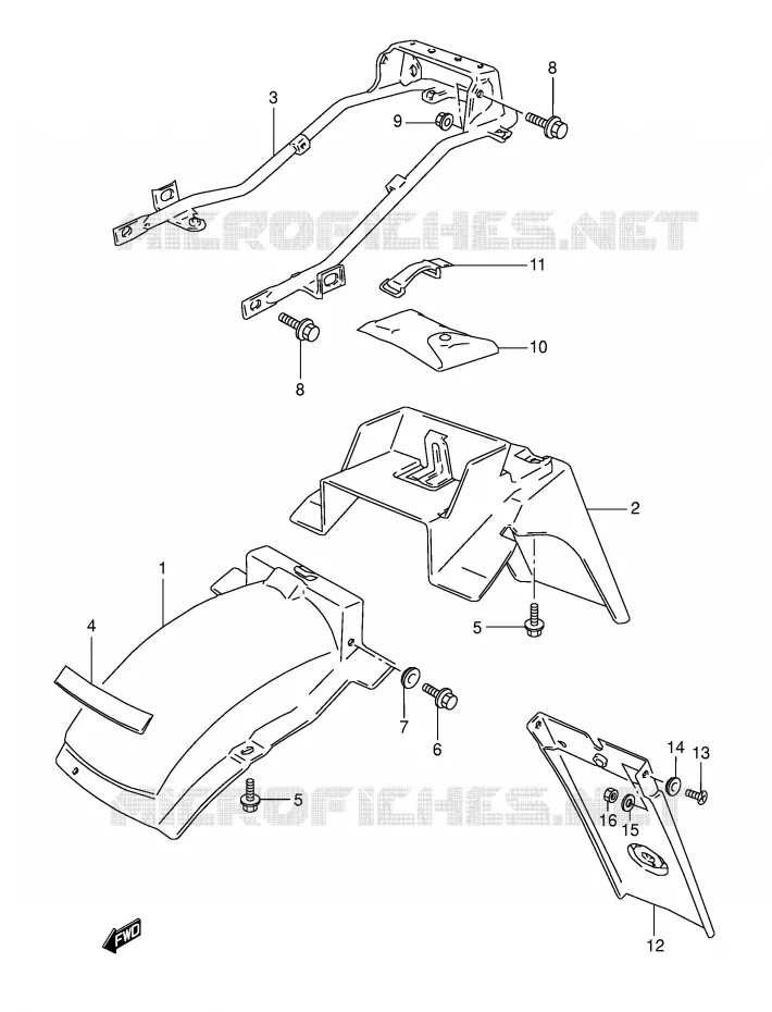GARDE BOUE ARRIERE (MODELE M/N/P/R) Suzuki MOTO 800 DR 1993  DR800SUP