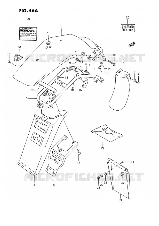 GARDE BOUE ARRIERE (MODELE R) Suzuki MOTO 350 DR 1991  DR350SM(E2)