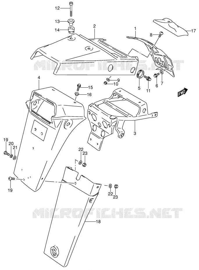 GARDE BOUE ARRIERE (MODELE S) Suzuki MOTO 650 DR 1994  DR650RSEUR(E4)
