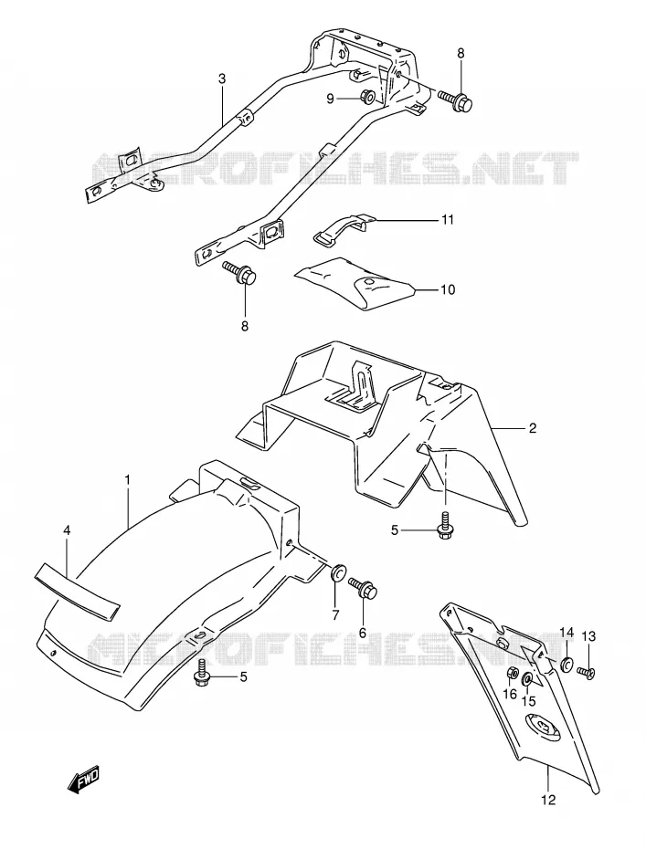 GARDE BOUE ARRIERE (MODELE T) Suzuki MOTO 800 DR 1996  DR800SUT