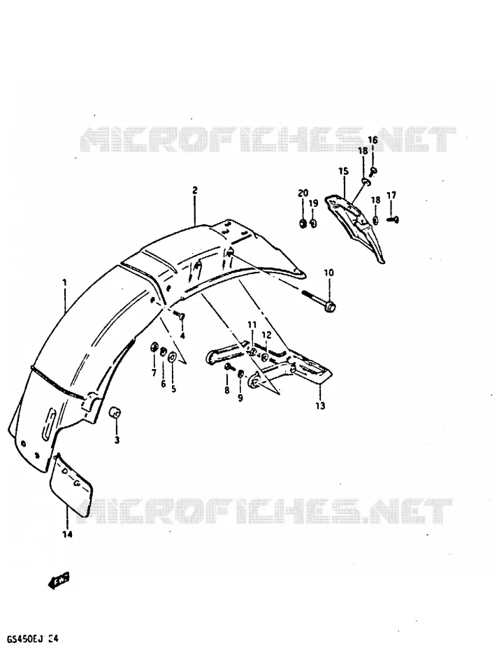 GARDE BOUE ARRIERE Suzuki MOTO 450 GS-S 1985  GS450SF(E/F/G/H/J)