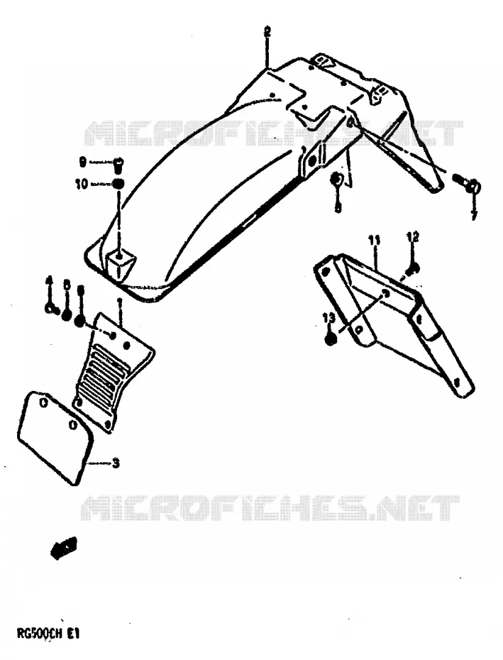 GARDE BOUE ARRIERE Suzuki MOTO 500 GS-E 1990  GS500EL(E1)