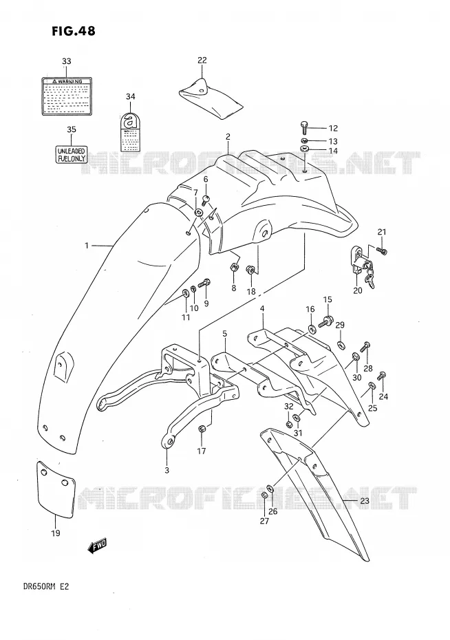 GARDE BOUE ARRIERE Suzuki MOTO 650 DR 1990  DR650RL(E2)