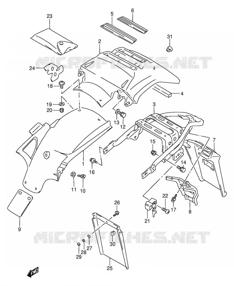 GARDE BOUE ARRIERE Suzuki MOTO 650 DR 1995  DR650RES(E2)