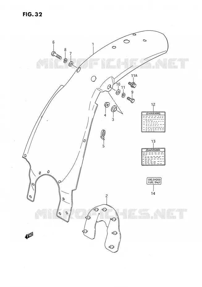 GARDE BOUE ARRIERE Suzuki MOTO 80 DS 1989  DS80K(E24)