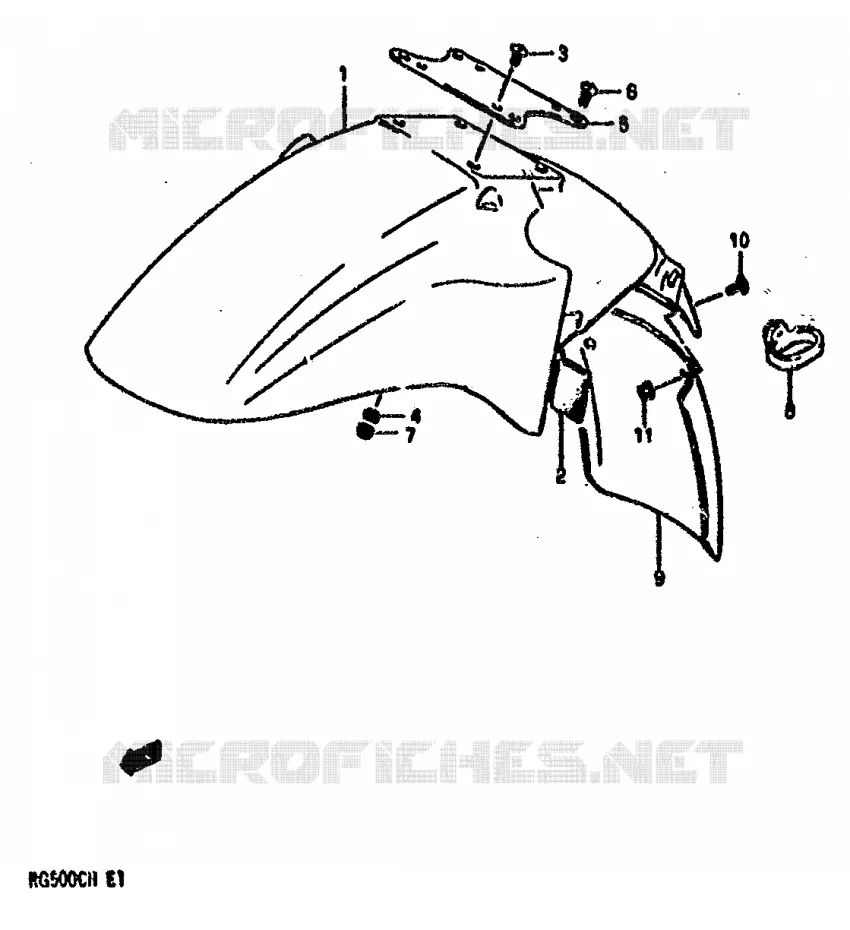 GARDE BOUE AVANT Suzuki MOTO 500 GS-E 1990  GS500EL(E1)