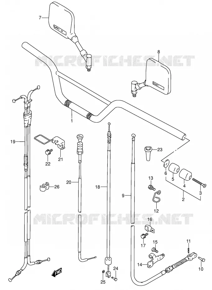GUIDON (MODELE N/P/R/S/T) Suzuki MOTO 650 DR 1993  DR650RSEUP(E4)