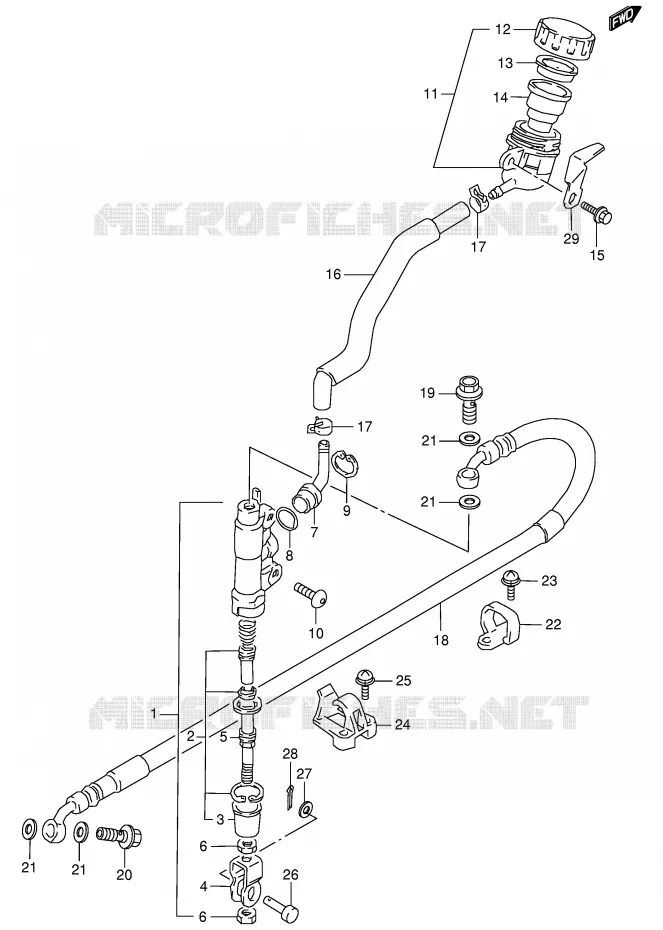 MAITRE CYLINDRE ARRIERE (E24) Suzuki MOTO 350 DR 1997  DR350V(E1)