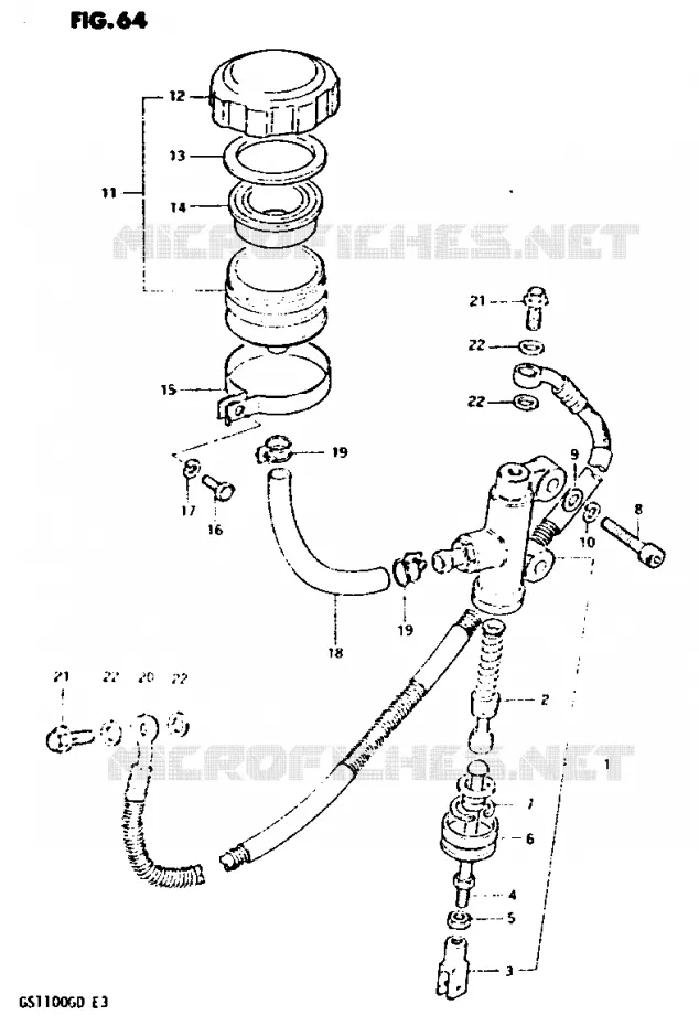 MAITRE CYLINDRE ARRIERE Suzuki MOTO 1100 GS-G 1983  GS1100GD(Z/D)