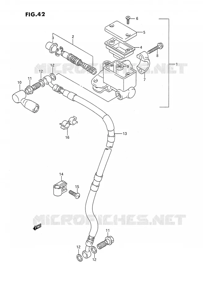 MAITRE CYLINDRE AVANT (DR350SL/SM/SN/SP/SR) Suzuki MOTO 350 DR 1994  DR350SR(E2)