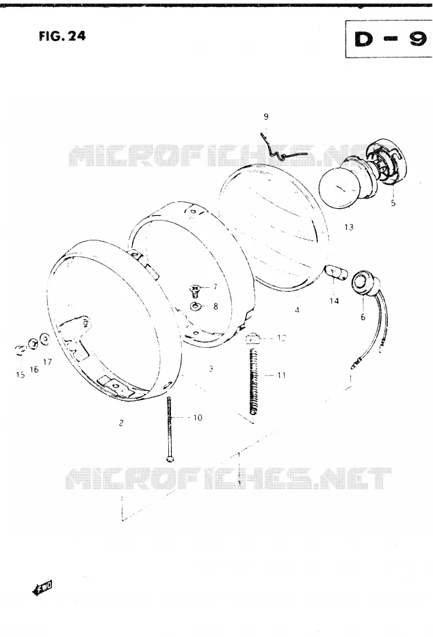 PHARE (E2, E18, E22, E25, E39) Suzuki MOTO 250 DR 1982  DR250SZ(E1)