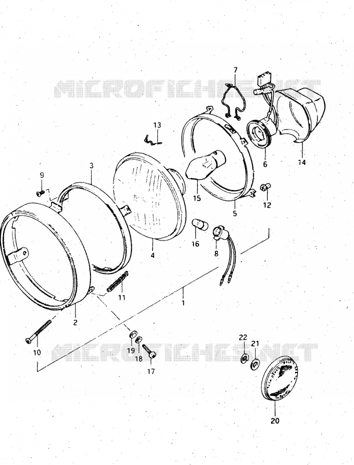PHARE (MODEL D/E E18,E21,E22,E25,E39, MODEL D E34) Suzuki MOTO 500 DR 1983  DR500SD(E1)