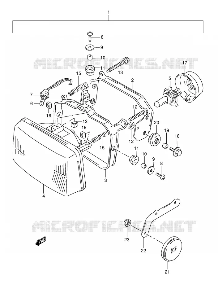 PHARE (MODELE M/N/P) Suzuki MOTO 800 DR 1991  DR800SUM(E4)