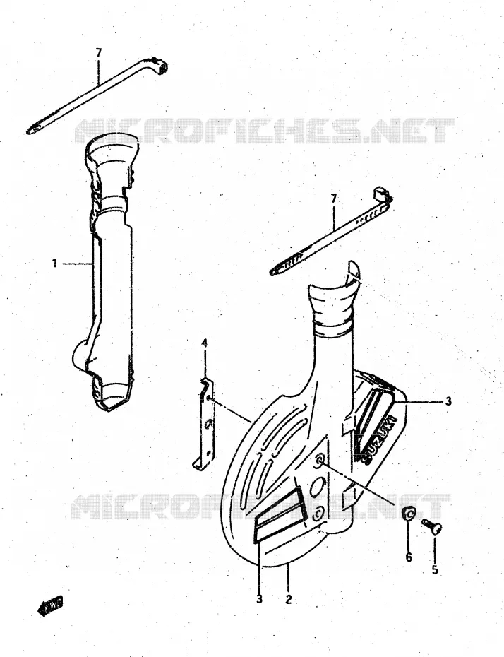PROTECTIONS DE FOURCHE (MODELE H/J) Suzuki MOTO 500 DR 1987  DR500RH(G/H/J)