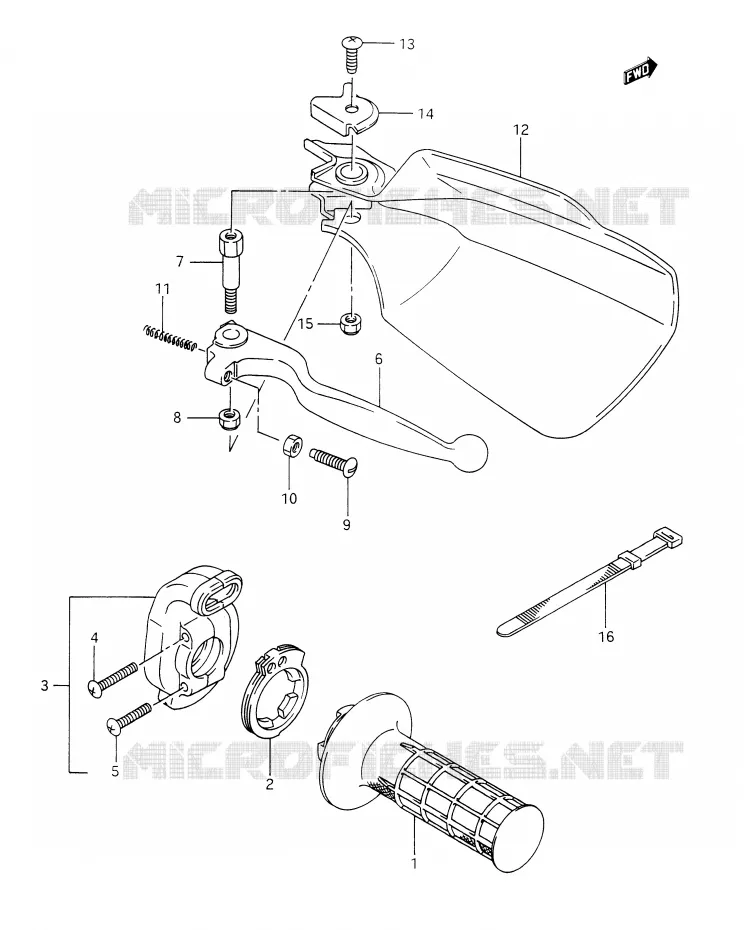 PROTEGE MAIN DROIT Suzuki MOTO 350 DR 1993  DR350P(E28)