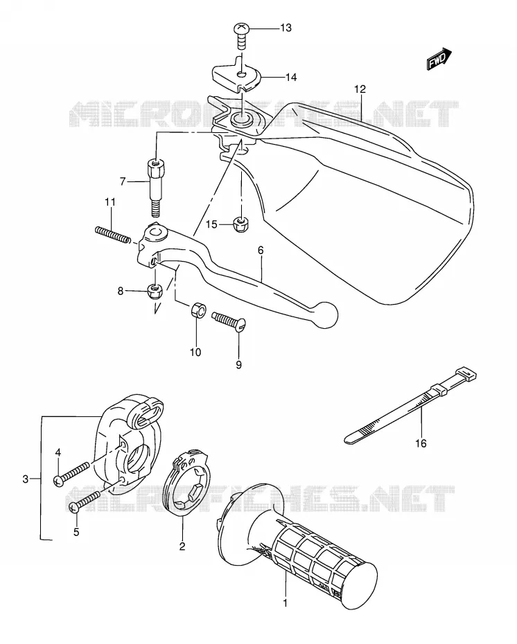 PROTEGE MAIN DROIT Suzuki MOTO 350 DR 1993  DR350P(E3)