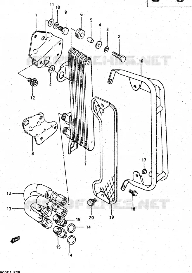 RADIATEUR D'HUILE Suzuki MOTO 500 DR 1987  DR500RH(G/H/J)