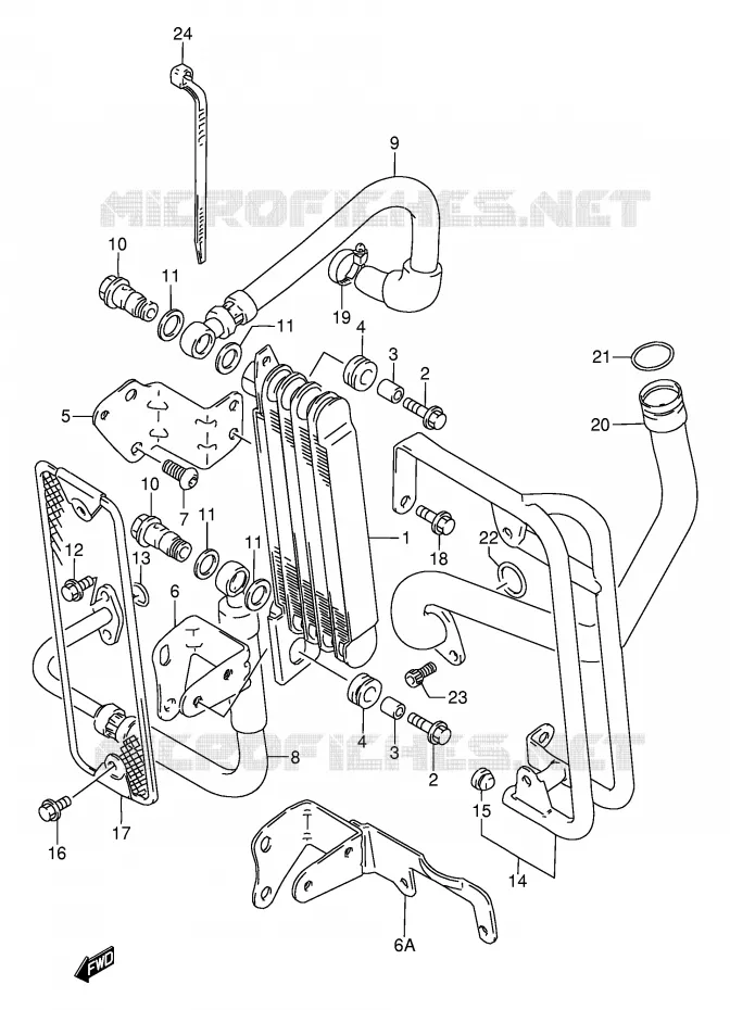 RADIATEUR D'HUILE Suzuki MOTO 650 DR 1994  DR650RER(E2)