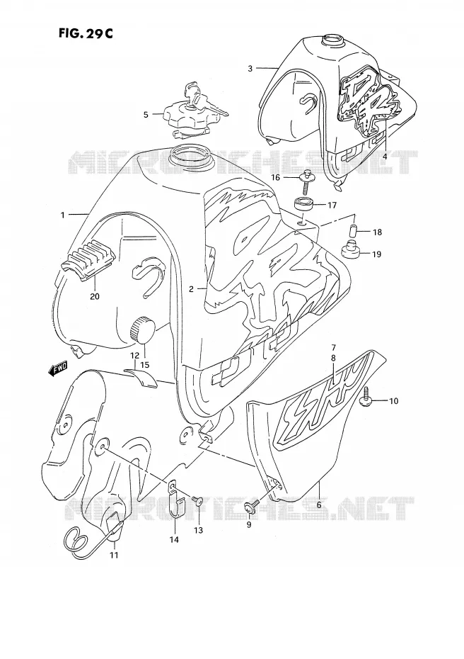 RESERVOIR D'ESSENCE (DR350SHN/SHP) Suzuki MOTO 350 DR 1990  DR350SL(E2)