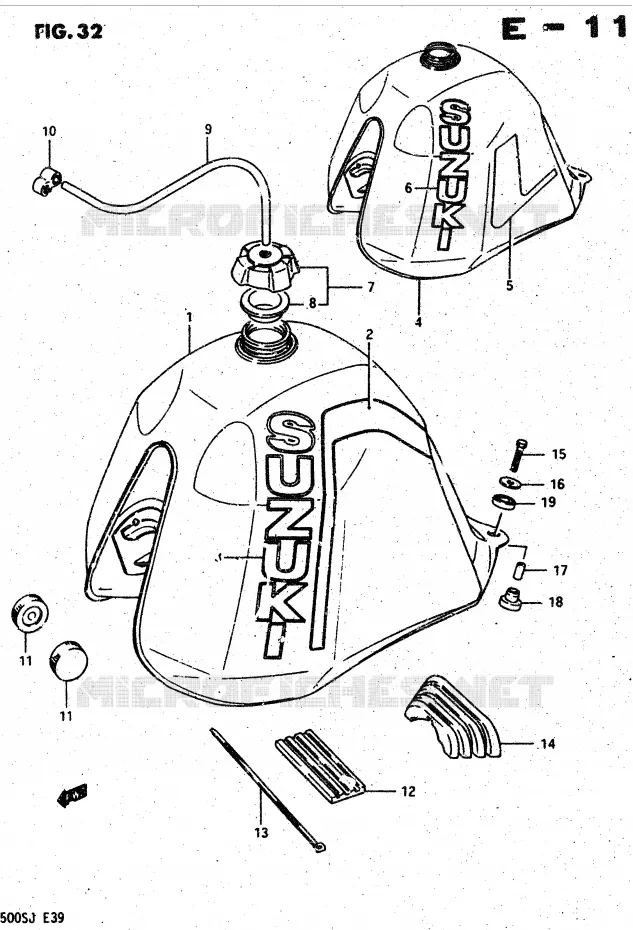 RESERVOIR D'ESSENCE (DR500RG/RH) Suzuki MOTO 500 DR 1986  DR500SG(G/H/J)