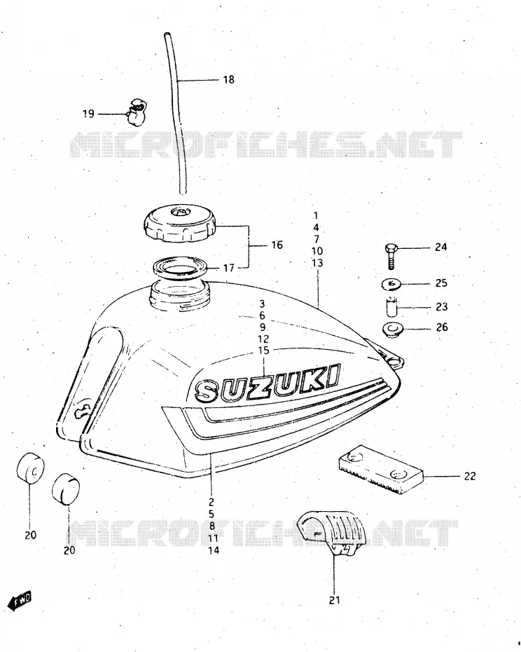 RESERVOIR D'ESSENCE (MODELE D) Suzuki MOTO 500 DR 1983  DR500SD(E1)