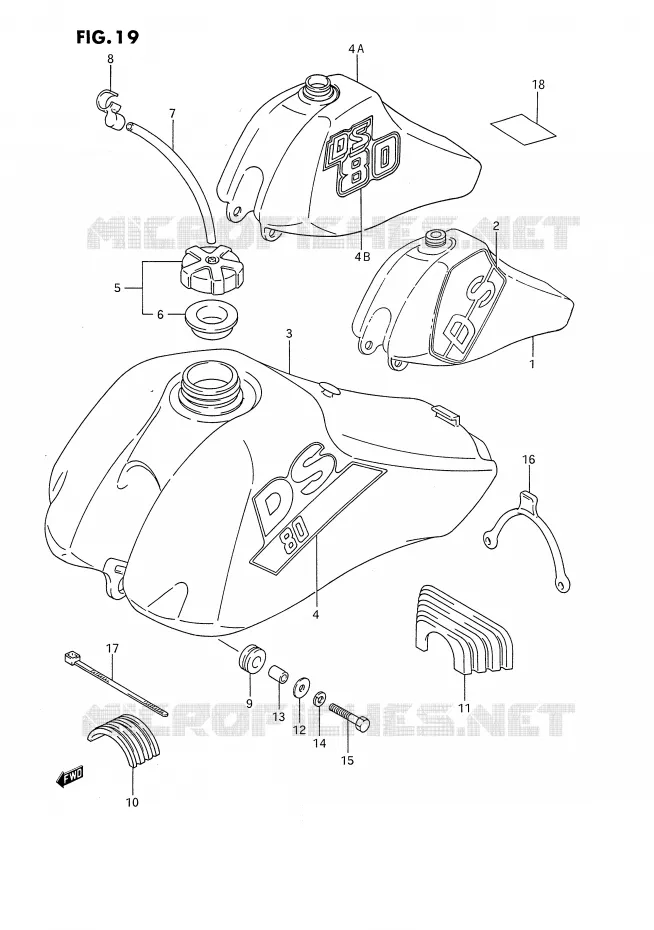 RESERVOIR D'ESSENCE (MODELE H/J/K) Suzuki MOTO 80 DS 1993  DS80P(E24)