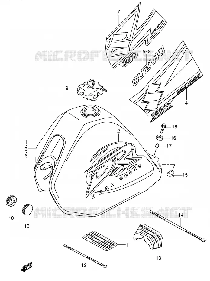 RESERVOIR D'ESSENCE (MODELE K1/K2/K3) Suzuki MOTO 200 DR 2002  DR200SEK2(E24)