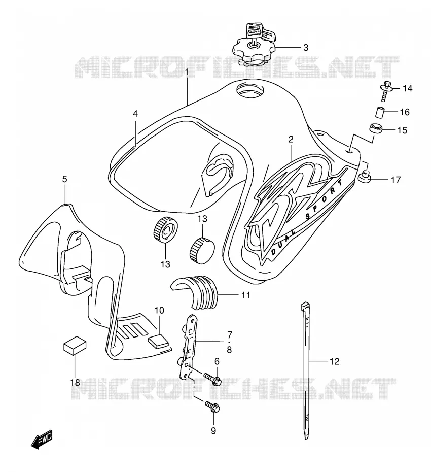 RESERVOIR D'ESSENCE (MODELE K1) Suzuki MOTO 650 DR 2005  DR650SEK5(E4)