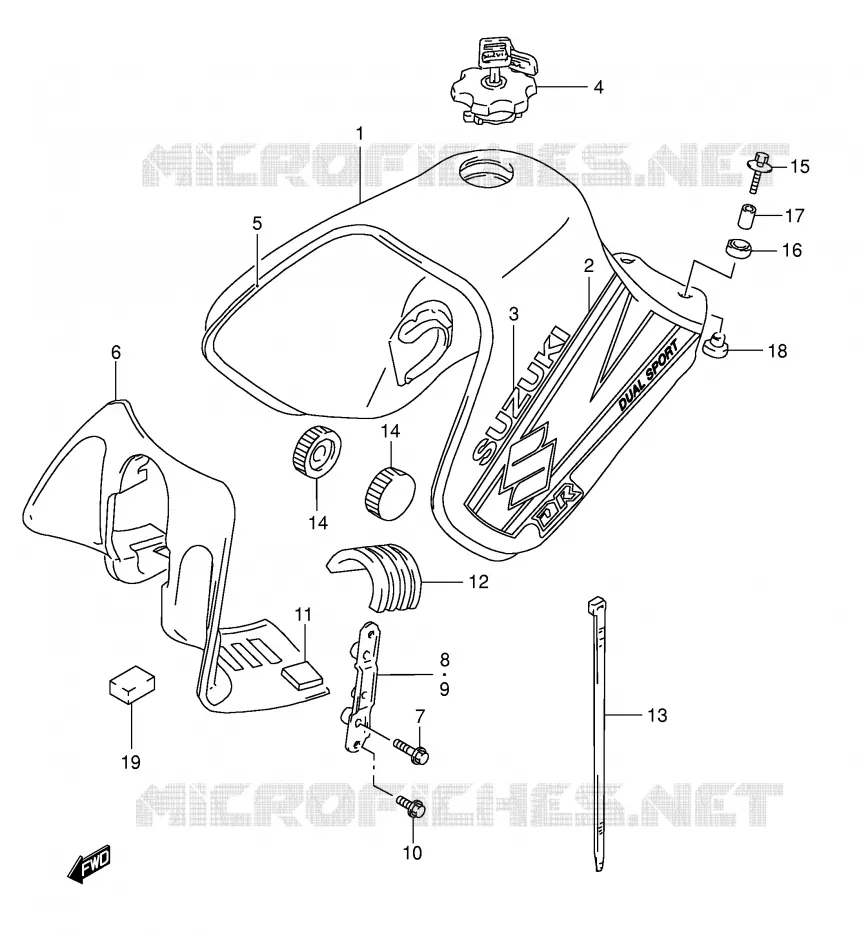 RESERVOIR D'ESSENCE (MODELE K2) Suzuki MOTO 650 DR 2004  DR650SEK4(E3/E28)