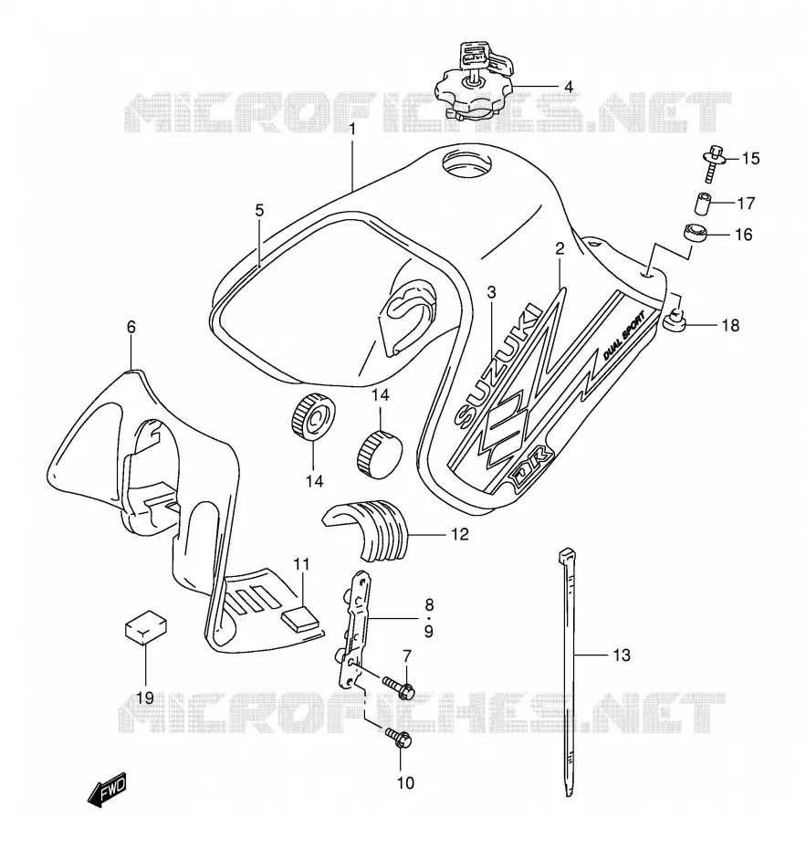RESERVOIR D'ESSENCE (MODELE K3) Suzuki MOTO 650 DR 2004  DR650SEK4(E4)