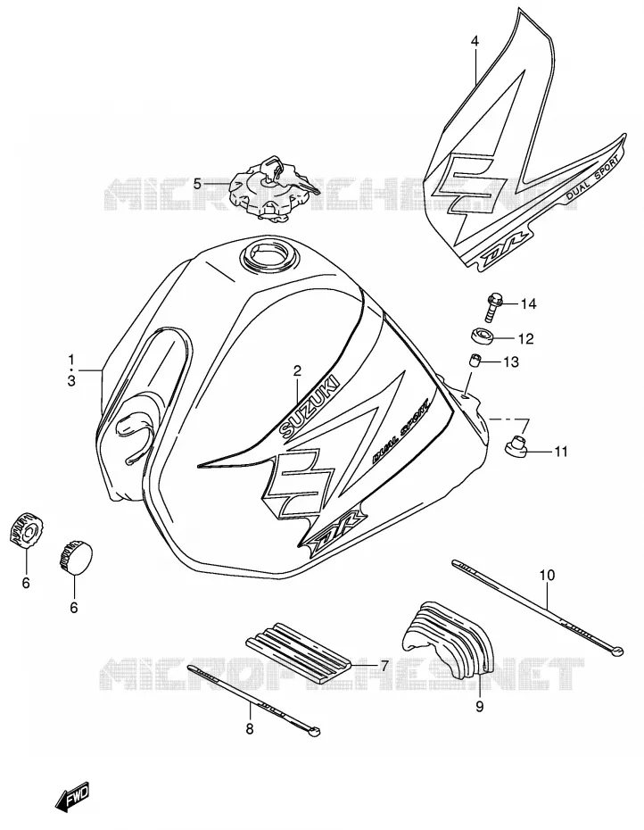 RESERVOIR D'ESSENCE (MODELE K4/K5) Suzuki MOTO 200 DR 2003  DR200SEK3(E24)