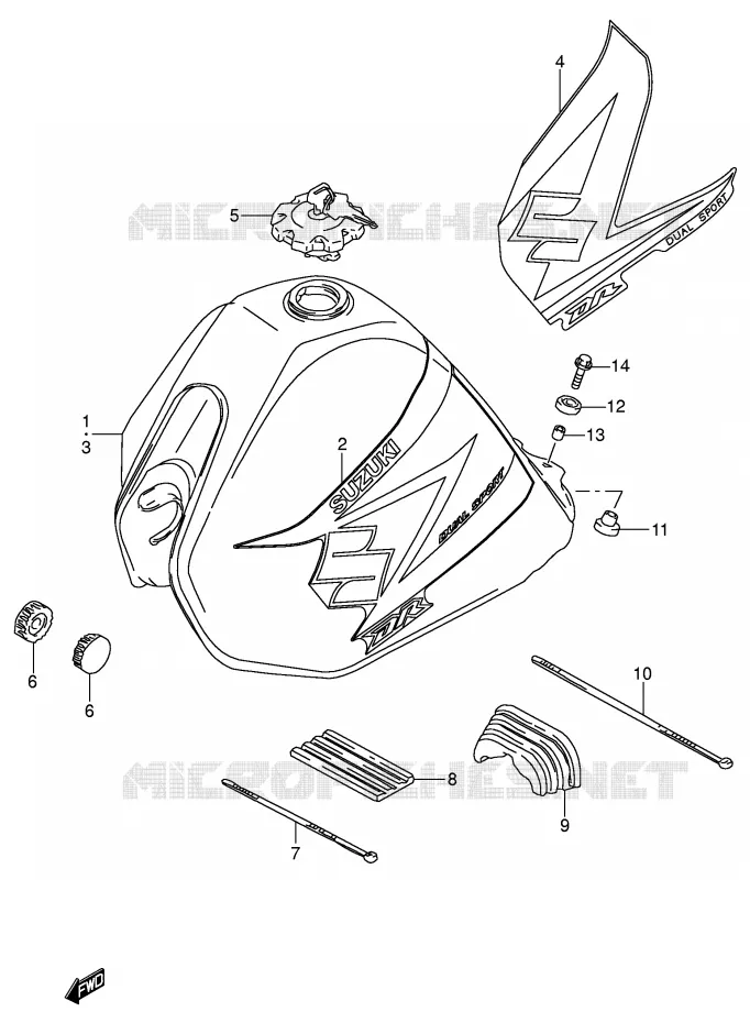 RESERVOIR D'ESSENCE (MODELE K4/K5) Suzuki MOTO 200 DR 2003  DR200SEK3(E3/E28)
