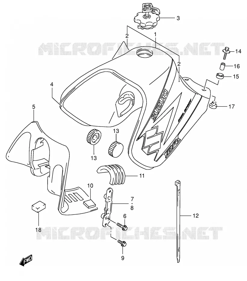 RESERVOIR D'ESSENCE (MODELE K4) Suzuki MOTO 650 DR 2005  DR650SEK5(E4)
