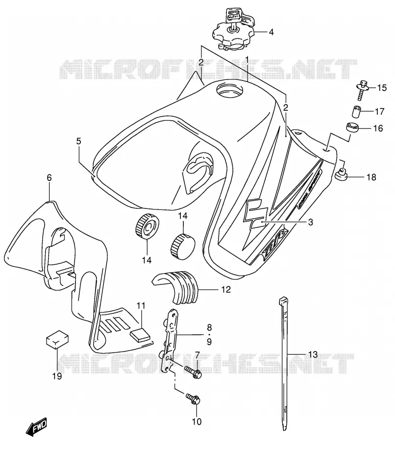 RESERVOIR D'ESSENCE (MODELE K5) Suzuki MOTO 650 DR 2003  DR650SEK3(E4)
