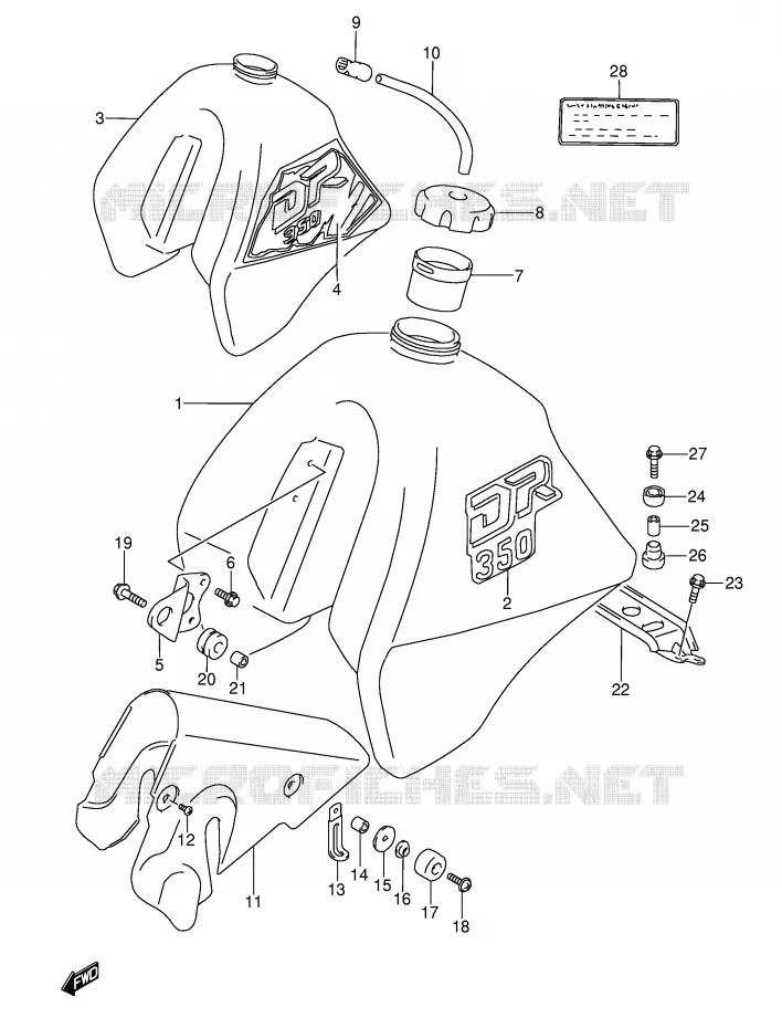 RESERVOIR D'ESSENCE (MODELE L/M) Suzuki MOTO 350 DR 1990  DR350L(E3)