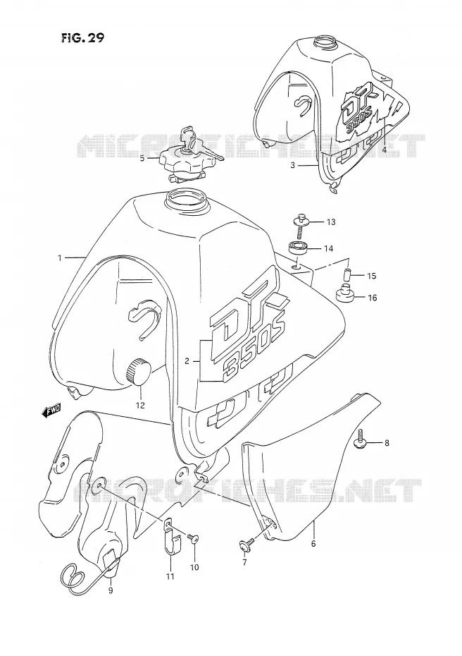 RESERVOIR D'ESSENCE (MODELE L/M) Suzuki MOTO 350 DR 1993  DR350SP(E2)