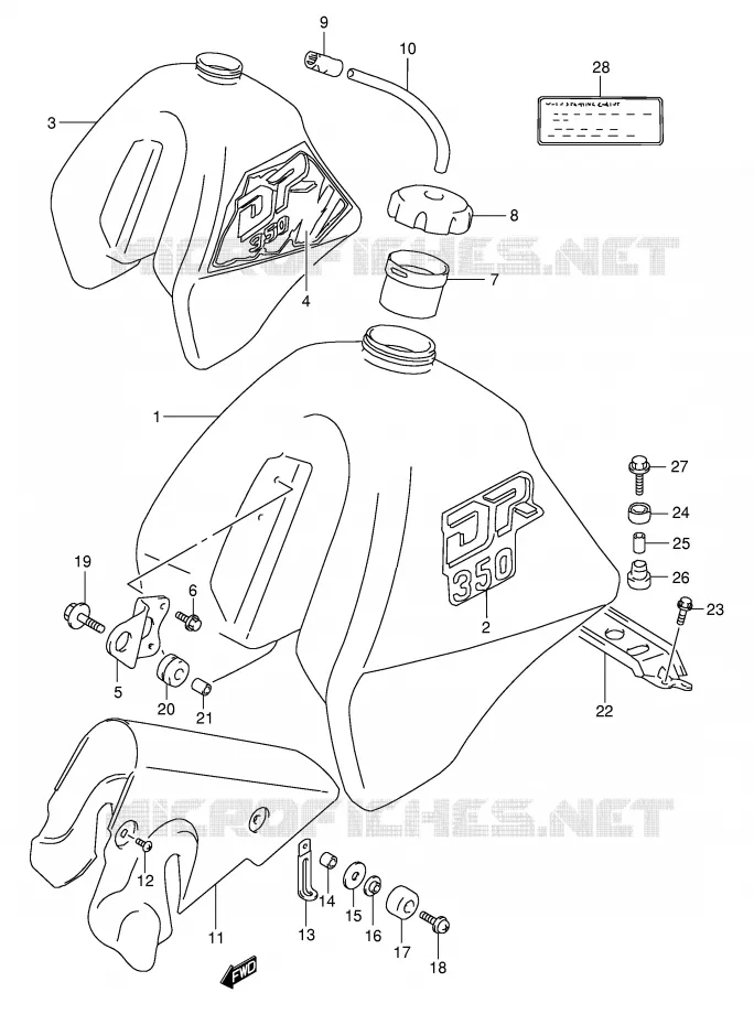 RESERVOIR D'ESSENCE (MODELE L/M) Suzuki MOTO 350 DR 1995  DR350S(E1)